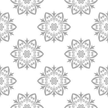 Beyaz arka plan üzerine açık gri çiçek öğe. Tekstil ve duvar kağıtları için seamless modeli