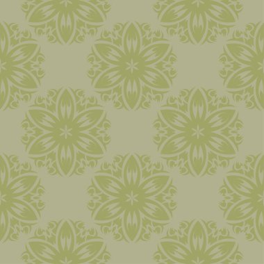 Zeytin yeşili çiçek süsleme. Tekstil ve duvar kağıtları için seamless modeli