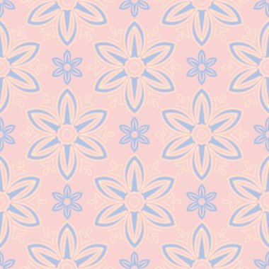 Çiçek sorunsuz arka plan. Duvar kağıtları, Tekstil ve kumaş için pembe, mavi ve sarı çiçek deseni