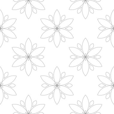 Beyaz arka plan üzerine açık gri çiçek süsleme. Tekstil ve duvar kağıtları için seamless modeli