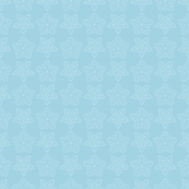 Mavi zemin üzerine beyaz çiçek desenli. Tekstil ve duvar kağıtları için sorunsuz süsleme