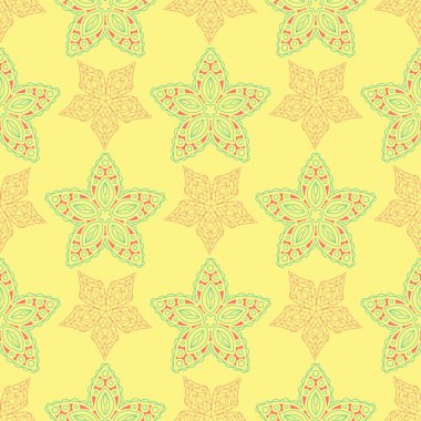 Çok sorunsuz çiçek arka plan renkli. Pembe mavi yeşil ve sarı desen Tekstil ve duvar kağıtları için