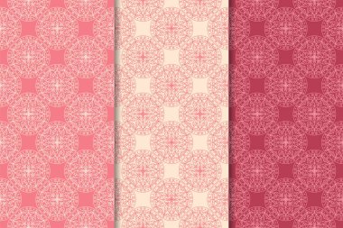 Web, Tekstil ve duvar kağıtları için dikey Dikişsiz desen kiraz kırmızı geometrik dizi