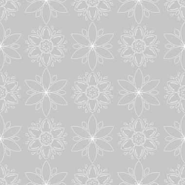 Gri ve beyaz çiçek süsleme. Tekstil ve duvar kağıtları için seamless modeli