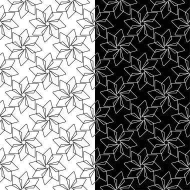 Siyah ve beyaz geometrik süsler. Web, Tekstil ve duvar kağıtları için dikişsiz desen seti