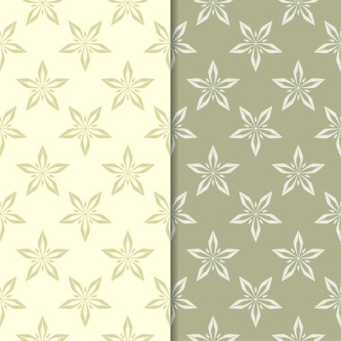 Zeytin yeşili çiçek arka planlar. Tekstil ve duvar kağıtları için dikişsiz desen seti