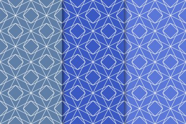 Web, Tekstil ve duvar kağıtları için geometrik Dikişsiz desen mavi seti