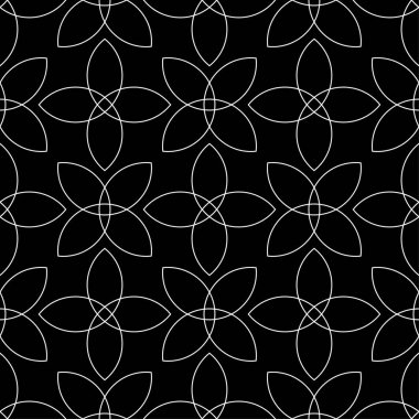 Siyah ve beyaz geometrik süsleme. Web, Tekstil ve duvar kağıtları için seamless modeli