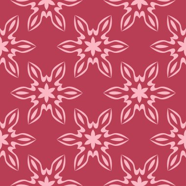 Kırmızı zemin üzerine çiçek süsleme. Tekstil ve duvar kağıtları için seamless modeli