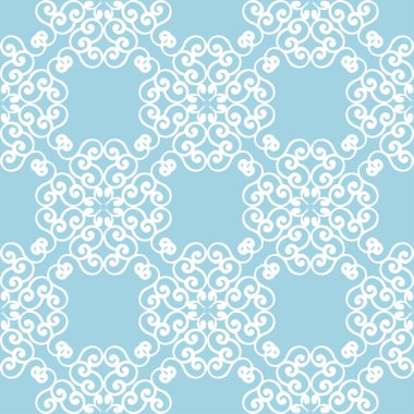 Mavi ve beyaz çiçek süsleme. Tekstil ve duvar kağıtları için seamless modeli