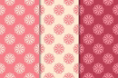 Kırmızı çiçekli süsler kümesi. Kiraz pembe dikey Dikişsiz desen. Duvar kağıdı arka plan