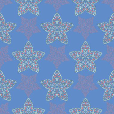 Çiçek mavi seamless modeli. Parlak arka plan duvar kağıtları, Tekstil ve kumaş için renkli çiçek öğeleri ile