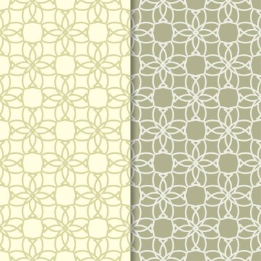 Zeytin yeşili geometrik süsler. Web, Tekstil ve duvar kağıtları için dikişsiz desen seti