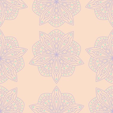 Sorunsuz çiçek desenli. Duvar kağıtları, Tekstil ve kumaş için bej mor ve mavi arka plan