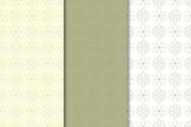 Zeytin yeşili çiçek sorunsuz süsler. Tekstil ve duvar kağıtları için dikey desenleri