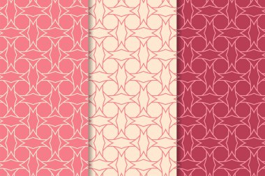 Kiraz kırmızısı geometrik süsler. Web, Tekstil ve duvar kağıtları için dikey Dikişsiz desen seti
