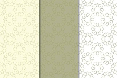 Geometrik süsler kümesi. Zeytin yeşili ve beyaz Dikişsiz desen web, Tekstil ve duvar kağıtları için