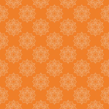 Turuncu zemin üzerine beyaz çiçek tasarım. Tekstil ve duvar kağıtları için seamless modeli