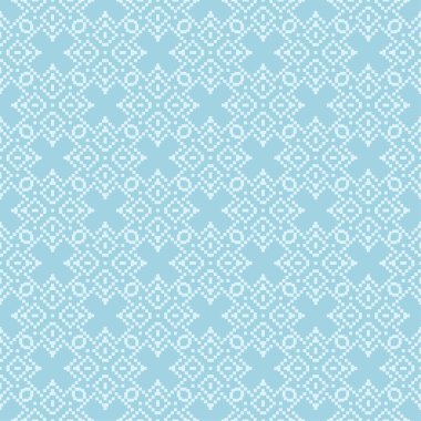 Mavi zemin üzerine beyaz çiçek desenli. Tekstil ve duvar kağıtları için sorunsuz süsleme