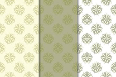 Zeytin yeşili çiçek arka planlar. Tekstil ve duvar kağıtları için dikişsiz desen seti