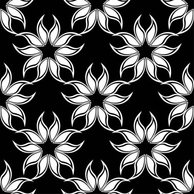 Çiçek siyah beyaz tek renkli seamless modeli. Çiçeğe öğeleri için duvar kağıdı arka plan.