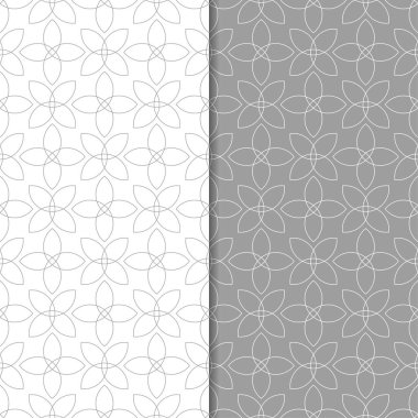 Gri ve beyaz geometrik süsler. Web, Tekstil ve duvar kağıtları için dikişsiz desen seti