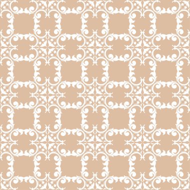 Bej ve beyaz çiçek süsleme. Tekstil ve duvar kağıtları için seamless modeli