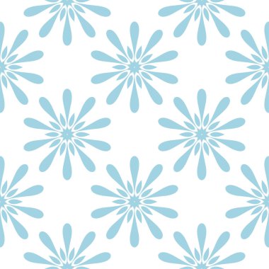 Beyaz zemin üzerine mavi çiçek tasarım. Tekstil ve duvar kağıtları için seamless modeli