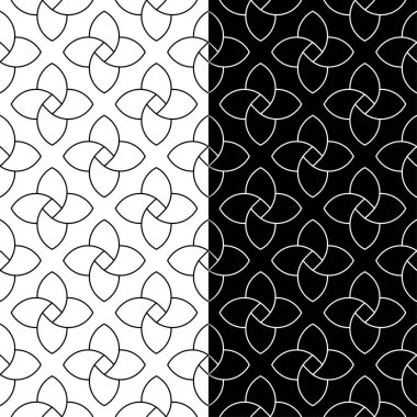 Siyah ve beyaz geometrik süsler. Web, Tekstil ve duvar kağıtları için dikişsiz desen seti