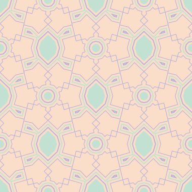 Kesintisiz geometrik bej arka plan mavi ve mor desenli. Duvar kağıtları, Tekstil ve kumaş için