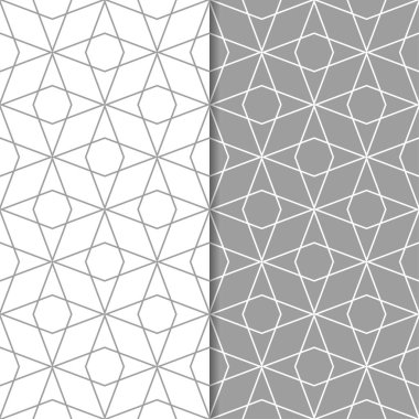 Gri ve beyaz geometrik süsler. Web, Tekstil ve duvar kağıtları için dikişsiz desen seti