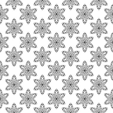 Beyaz arka planda siyah çiçek tasarım. Tekstil ve duvar kağıtları için seamless modeli