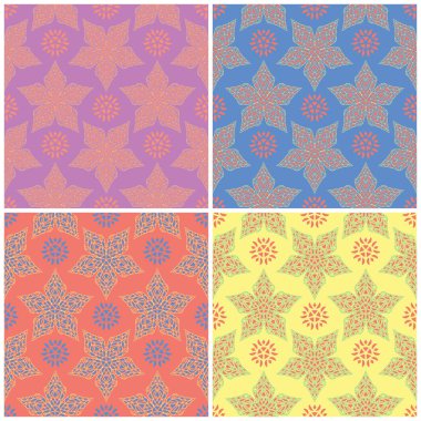 Renkli çiçek sorunsuz arka plan. Duvar kağıtları, Tekstil ve kumaş çiçek elemanları ile parlak kalıplarının ayarla