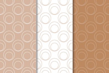 Kahverengi ve beyaz geometrik süsler. Web, Tekstil ve duvar kağıtları için dikişsiz desen seti