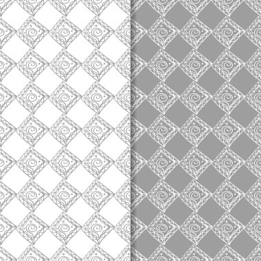 Gri ve beyaz geometrik süsler. Web, Tekstil ve duvar kağıtları için dikişsiz desen seti