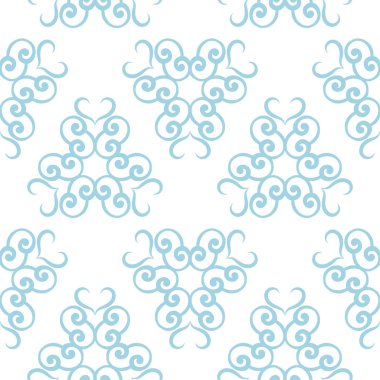 Beyaz zemin üzerine mavi çiçekler. Tekstil ve duvar kağıtları için süs seamless modeli