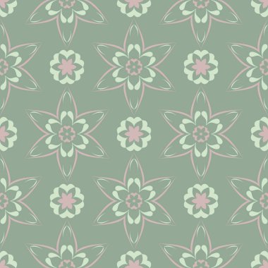 Zeytin yeşili çiçek Dikişsiz desen soluk pembe elemanları ile. Arka plan duvar kağıtları, Tekstil ve kumaş için çiçek tasarımları ile