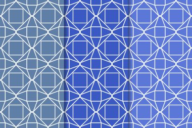 Web, Tekstil ve duvar kağıtları için dikey Dikişsiz desen mavi geometrik dizi