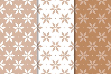 Kahverengi çiçek arka planlar. Tekstil ve duvar kağıtları için dikişsiz desen seti