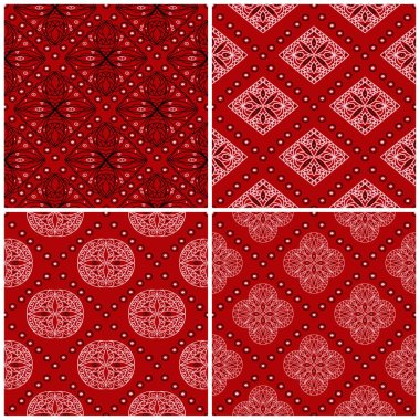 Kırmızı sorunsuz arka plan duvar kağıtları, Tekstil ve kumaş için siyah ve beyaz geometrik desenlerle