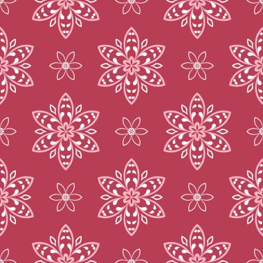 Kırmızı çiçek seamless modeli. Soluk kırmızı ve bej renkli arka plan duvar kağıtları, Tekstil ve kumaş için