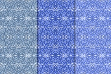 Geometrik süsler kümesi. Web, Tekstil ve duvar kağıtları için mavi dikey Dikişsiz desen