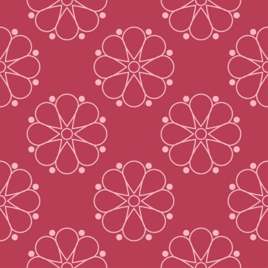 Kırmızı çiçek süsleme. Tekstil ve duvar kağıtları için seamless modeli