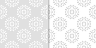 Işık gri çiçek arka planlar. Tekstil ve duvar kağıtları için dikişsiz desen seti