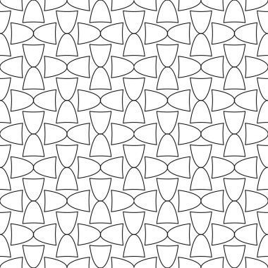 Beyaz arka planda siyah geometrik süsleme. Web, Tekstil ve duvar kağıtları için seamless modeli