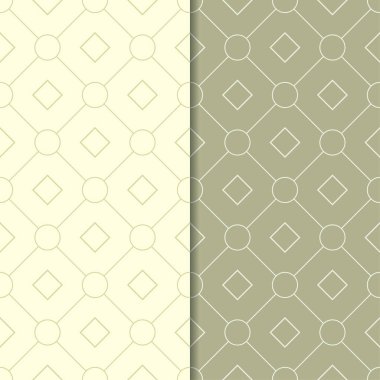 Zeytin yeşili geometrik süsler. Web, Tekstil ve duvar kağıtları için dikişsiz desen seti