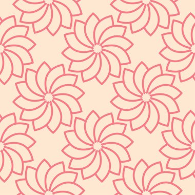 Bej renkli arka plan üzerinde kırmızı çiçekli süs. Tekstil ve duvar kağıtları için seamless modeli