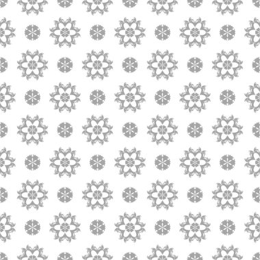 Beyaz arka plan üzerine açık gri çiçek süsleme. Tekstil ve duvar kağıtları için seamless modeli