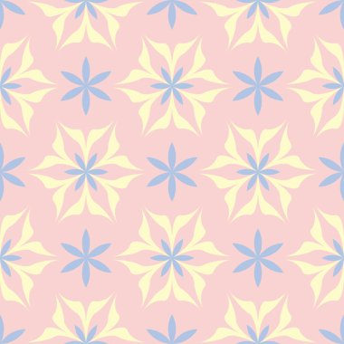 Çiçek sorunsuz arka plan. Duvar kağıtları, Tekstil ve kumaş için pembe, mavi ve sarı çiçek deseni