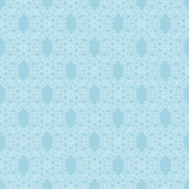 Mavi zemin üzerine beyaz çiçek desenli. Tekstil ve duvar kağıtları için sorunsuz süsleme